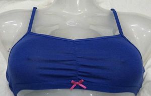🖤 Blue Ruched Camisole Bra with Pink Bow