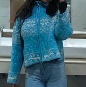 Cozy Blue Nordic Snowflake &amp; Reindeer Zip-Up Sweat