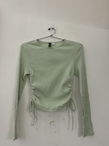 Light Green Ruched Long Sleeve Top