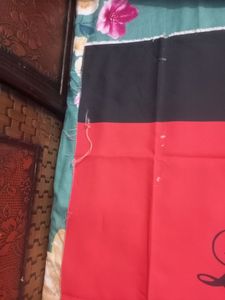 Red - Black Printed Poly Cotton Shirt Febric