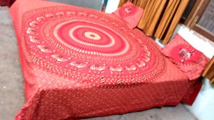 Bombay Hyies Cotton Fabric Red Designed Bed Sheet