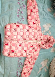 Cute Pink Bear & Strawberry Print Jacket
