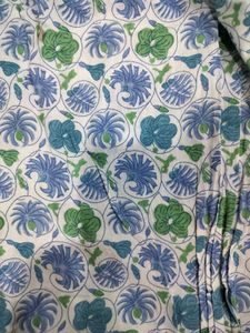 Blue &amp; White Printed Kurta