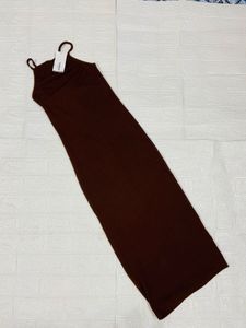 Brown Spaghetti Strap bodycon dress