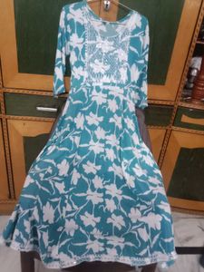 Beautiful Teal Floral Kurta / suit/ dress
