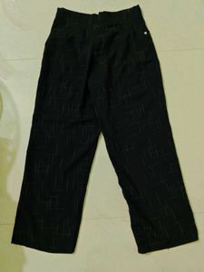 Stylish Black Patterned Wide Leg Pants