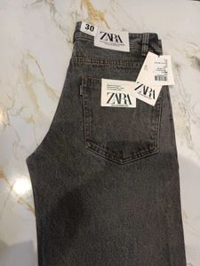 Zara Grey Wash Wide Leg Jeans (Baggy Pants)