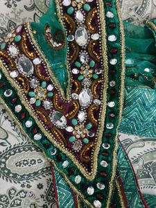 Beautiful Green stone work ready to wear saree