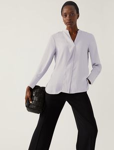 Elegant Grey Long Sleeve Blouse