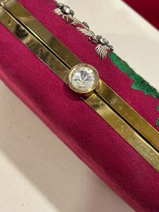 Designer Pink Velvet Garland Feel Clutch
