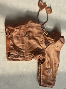Elegant Brown Saree with Embellished Blouse