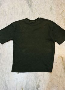 Olive Green Lacoste Cropped Top