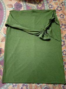 Olive Green Ethnic Skirt with Tie Detail