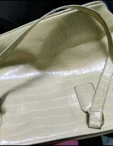 Lino Perros Crimpson Yellow Croc Textured Tote Bag