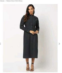 Brand New Elegant Black Button-Down Shirt Dress