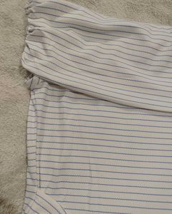 Blue Striped Off-Shoulder Top