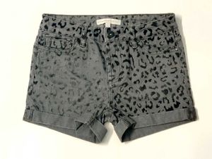 Y2K Leopard Print Grey Denim Shorts