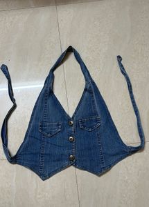 Denim Halter Neck Vest