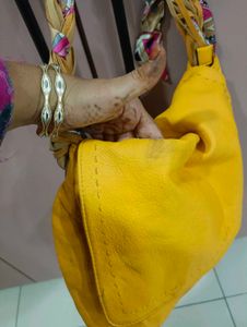 Bright Yellow Hobo Bag with Scarf Strap