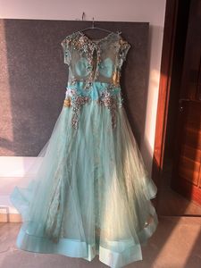 Engagement Gown With Applique Work Embroidery