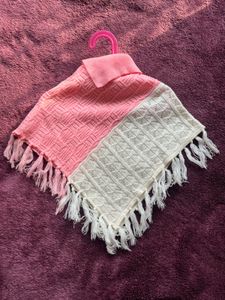 Girls Pink &amp; Cream Poncho