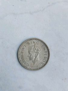 Silver Half rupee India 1945 George vi king
