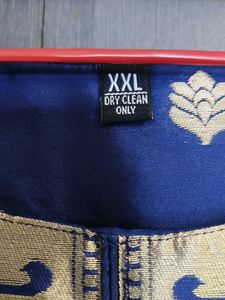 Elegant Blue Paithani kurta with Golden Border