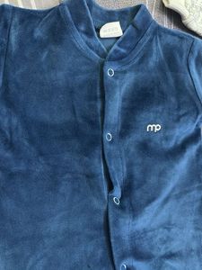 Soft Blue Velvet Baby Onesie