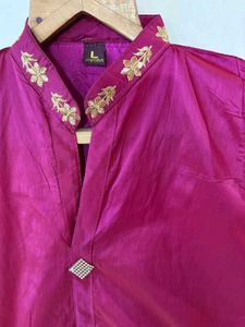 Magenta Embroidered Kurti
