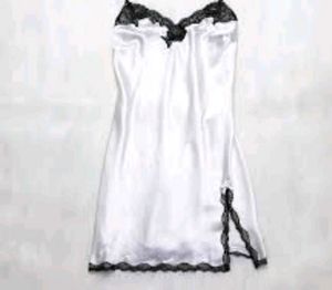 victoria secret white satin slip with brief 👍