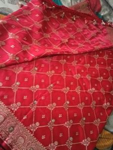Red Embroidered banarasi jaal butti Saree