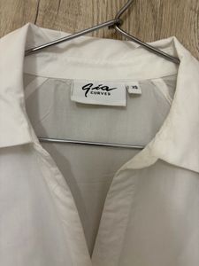 White Floral Print Button-Up Shirt