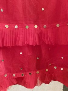 Red Embellished Lahenge Choli Set