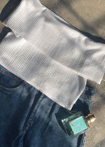 Elegant White Textured off shoulder Top