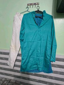 Teal Kurta with White Pants used 2 time no coin