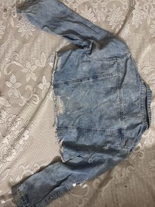 Distressed Cropped Denim Jacket with jeans size 33