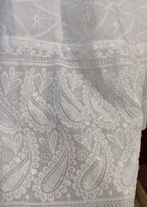 Elegant White Anarkali Chikankari Kurta