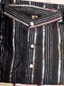 Men's Black Striped Kurta