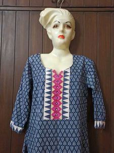 Ethnic Blue Printed Cotton Kurta