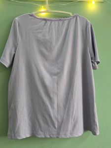 Light Purple Ribbed V-Neck Top