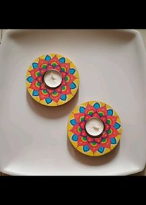 Handmade Mandala Tealight Holders (Set of 2)