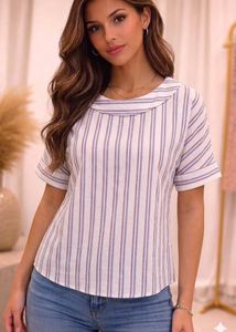 Striped Blouse with Sailor Collar