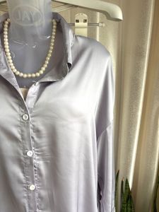 Elegant Lavender Satin high low Shirt
