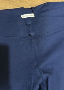 Cantabil Navy Blue Button Detail Pants