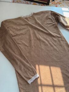 Cozy Brown top with Lace Trim