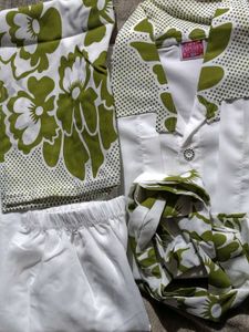 White and Pink Floral Kurta for single piece 399