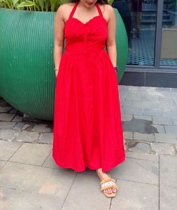 Savana Vibrant Red Halter Maxi Dress