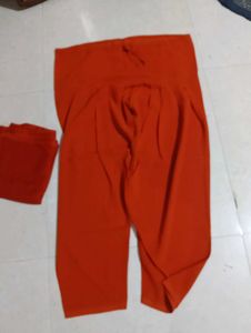 Orange Kurta Set with Silver Embellishments