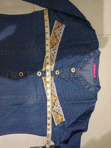 Denim Kurta Set with Trousers