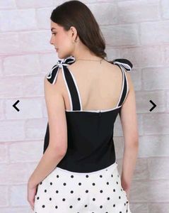 Cute Black Tank Top with Bow Details